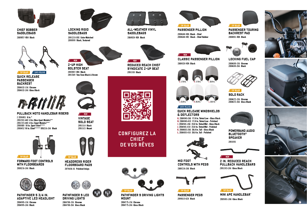 A poster displaying various motorcycle parts and accessories. AI generated content