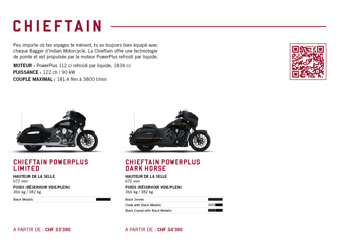 A poster with two motorcycles, one black and one red, with the words “Chieftain" written above them. AI generated content