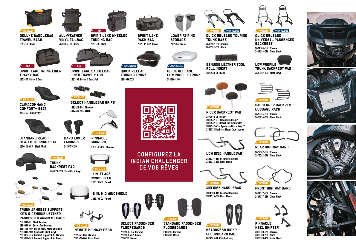 A poster displaying various motorcycle parts and accessories. AI generated content